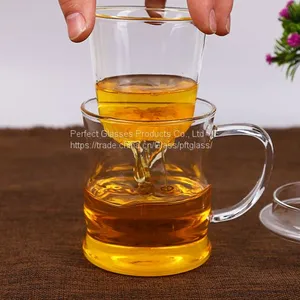 Glass Cup Kungfu Tea Cup Three Part Glass Mug Filter Glass Cup Coffee Mug Milk Cup Juice Cup for Hotel and Resturant thumbnail-4