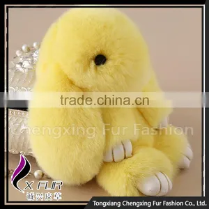 CX-R-10 Lastest Design Hot Fashion Custom Genuine Rex Rabbit Fur Keychain thumbnail-1