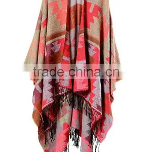 Special Design New Year Ladies Scarf Rhombus Shape Printed National Wind Women Muffle With Tassels thumbnail-5