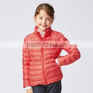 Girls Light Warm Padded Jacket in Red Printed Colour thumbnail-1