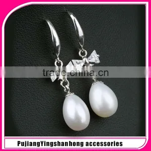 2016New Model Natural Pearl With Zirconia Earrings Jewelery Latest Design Of Pearl Earrings 925 Sliver thumbnail-1