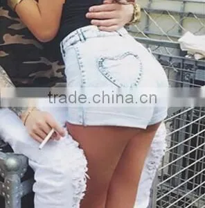 Runwaylover 5301 High Quality Ladies High Waist White Sexy Denim Shorts thumbnail-4