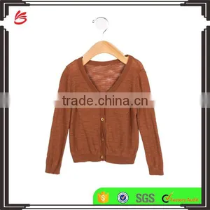 High Quality Brown Color Button Closured Baby Girl Wool Cardigan thumbnail-1