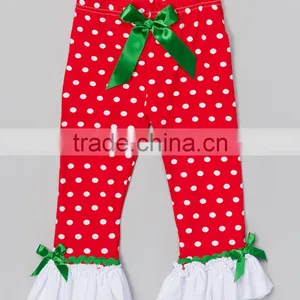 New Christmas Red Girls Leggings With White Polka Dot And Ruffle Cute Kids Clothes Casual Little Girl Pants Z-PT80804-13 thumbnail-1