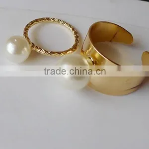 2Pcs/Set Gold Silver Pearl Stack Plain Band Midi Tip Finger Above The Knuckle Open Ring thumbnail-2