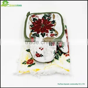 Cheap Potholder Oven Mitt Hotel Hand Towel Kitchen Textile Hot Selling Apron Oven Glove Kitchen Towel Set thumbnail-2