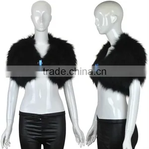 YR124 Tongxiang Fur Factory Fox Hand Knitted Fur Vest/Wholesale Fur Shrug With Elastic thumbnail-1