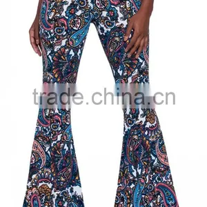 Ladies Coloful Printing Wide Leg Bell Bottom Palazzo Pants thumbnail-4