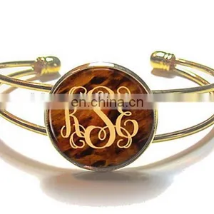 Tortoise Shell Monogram Bangle Bracelet thumbnail-2