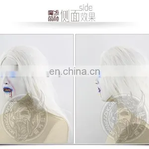 Halloween Latex Ghost Mask With White Wigs thumbnail-6