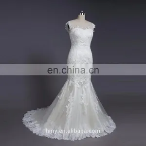 Sleeveless Beaded Trumpet White Bridal Dresses for Weddings thumbnail-1