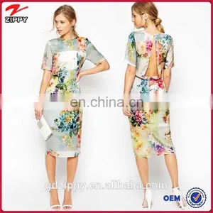 New Dresses Women Open Back Dress in Flower Print Dress for Women thumbnail-1