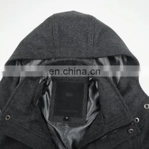 Lastest Fashion Mens Hooded Woven Wool Fabric for Winter Overcoat Long thumbnail-4