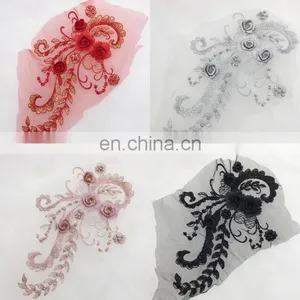 Customized Beautiful Design Organza Embroidery Applique for Dress thumbnail-4