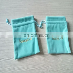 Cheaper ! Custom Size Pink Drawstring Double Face Gold Logo Foil Velvet Packaging Bags thumbnail-5