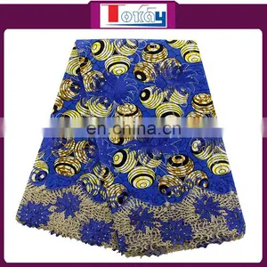 2016 African Style Beautiful Design High Quality Wax Mix Guipure With Speical Wax for Makring Clothe thumbnail-1