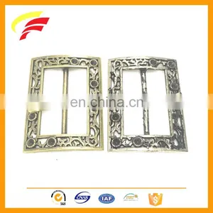 Metal Vintage Square Shape Pin Buckle Antique Style Tri-glide H Belt Buckle thumbnail-3