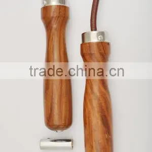 Jump Rope / Skipping Rope Wooden Handle - Adjustable Leather Rope - Weight Inserted thumbnail-1