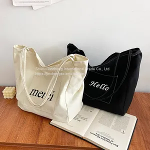 Eco Friendly Recycled Fashion Durable Large Capacity Shopping Cotton Tote Bags Custom Printed Logo thumbnail-5