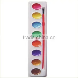 8 COLORS OVAL METALLIC DAMP DRY WITH A PAINTBRUSH WATER COLOR NON-TOXIC thumbnail-1