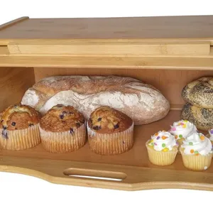 Bamboo Made Bread Box Food Home/Store Storage Box thumbnail-2