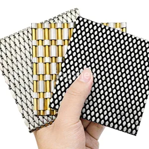Architectural Grade Stainless Steel Brass Gold-colored Decorative Woven Mesh Panels, Suitable for Cabinet Doors thumbnail-5