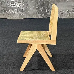 Nordic Retro Bent Wood Rattan Dining Chair Solid Oak Strong Backrest Home Bar Gym Cafe Restaurant Living Room Use thumbnail-3
