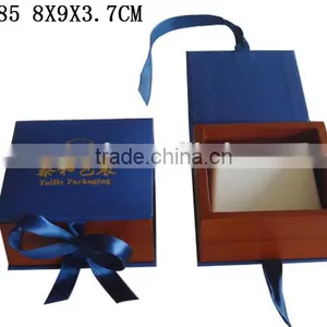W585 Wooden Jewelry Earring Box With Ribbon Bow thumbnail-1