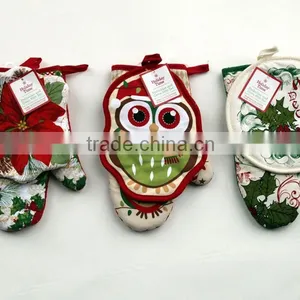 Good Quality Printed Cotton Oven Mitt Set and Potholder thumbnail-4
