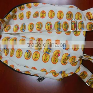 Free Sample Emoji Backpack/emoji Nal qq Smile Face Canvas Daypack Backpack Cool Cute Emoji Backpack Cool Kids School Backpack thumbnail-5