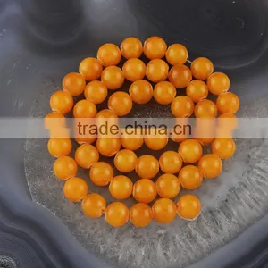 YJ1124 -3 Wholesale Orange Natural Dyed Jade Stone Bead Strand thumbnail-1