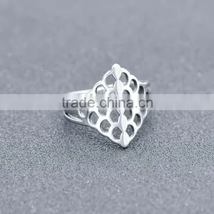 Vintage Puzzle Hollow Silver Sp Surgical Stainless Steel Wide Band Ring thumbnail-2