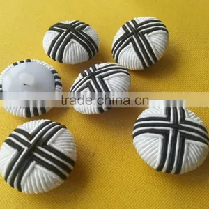 Black and White Strips Cord Braided Fabric Covered Button -- F1532 thumbnail-4