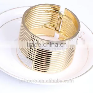 New Punk Gold Plated Bangle Jewelry Sticker Color Wider Cuff Bracelets For Women thumbnail-2
