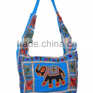 Handmade Elephant Embroidered Cotton Fabric Bag thumbnail-1