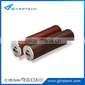 Promotional Gift Cylindrical Wooden Power Bank Wood Power Charger 2600mAh thumbnail-1