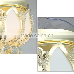 Small Size Crystal Golden LED Ceiling Fan With ABS Blades thumbnail-6