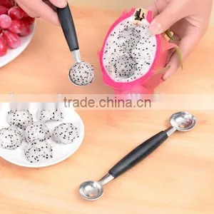 Stalinless Steel Dual Double Melon Baller Scoop Fruit Spoon Ice Cream Dessert Sorbet Tool Kitchen Gadgets Accessories thumbnail-1