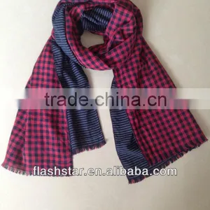 Small Check Scarf/double Layer/yarn Acount Style thumbnail-1