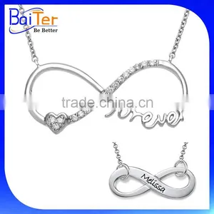 Custom Created CZ Cubic Zircon 925 Sterling Silver Diamond Infinity Necklace With Diamond thumbnail-2