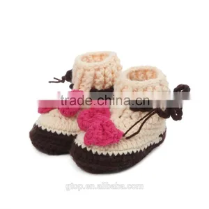 Baby Handmade Crochet Boots Shoes Supplier for 1-10 Months Old B-0011 thumbnail-1