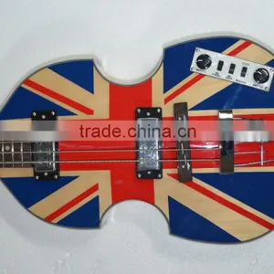 Flamed Maple Top and Back Hofner Bass Guitar BB2 uk Flag Design Top Custom thumbnail-2