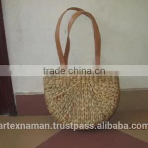 New Produts! Eco-friendly Water Hyacinth Handbag With Leather Handles, Fashionable Looking, Cheap Price, From Vietnam thumbnail-1