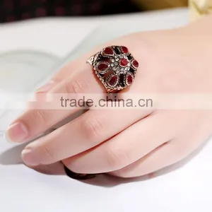 Wholesale Statement Ruby Jewelry Metal Antique Rhinestion Gemstone Rings thumbnail-4