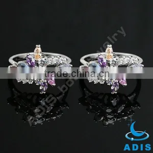 Fashion Brass Jewelry Engagement Rings With Colorful Zircon thumbnail-1