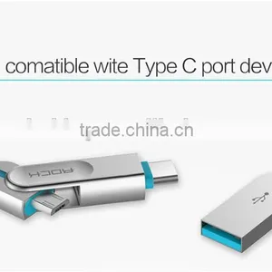 Original ROCK Cobblestone Type C 2 in 1 Cable TPE Zinc Alloy Universal USB Type C Micro Charging Date Cable thumbnail-2