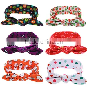 Adjustable Elastic Headbands With Bow -knitted Bow Headwraps -wholesale Rabbit Ear Christmas Headband thumbnail-1