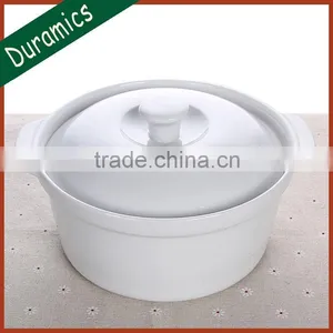 White Color Round Pot With Lid thumbnail-1