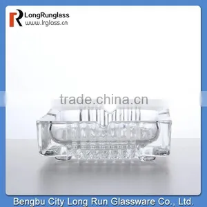 LongRun Classico Design Vertical Stripes Carved Square Glass Ashtray thumbnail-1