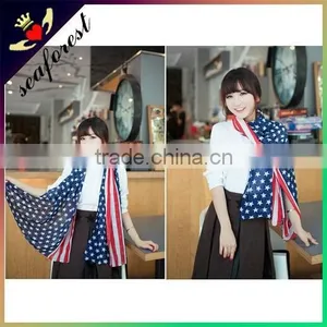 USA National Flag Printing Chiffon Scarf,cheap Bulk Wholesale Scarf,printed Chiffon Georgette Scarf thumbnail-1